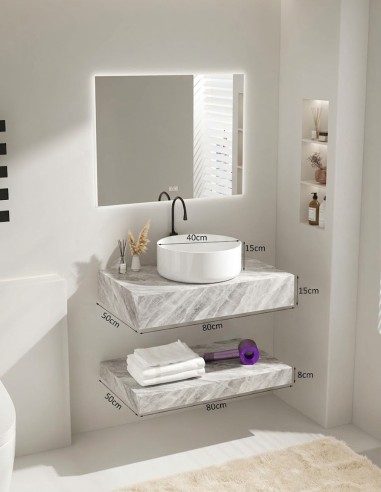 Mensolone Bagno Sospeso Effetto Marmo con...